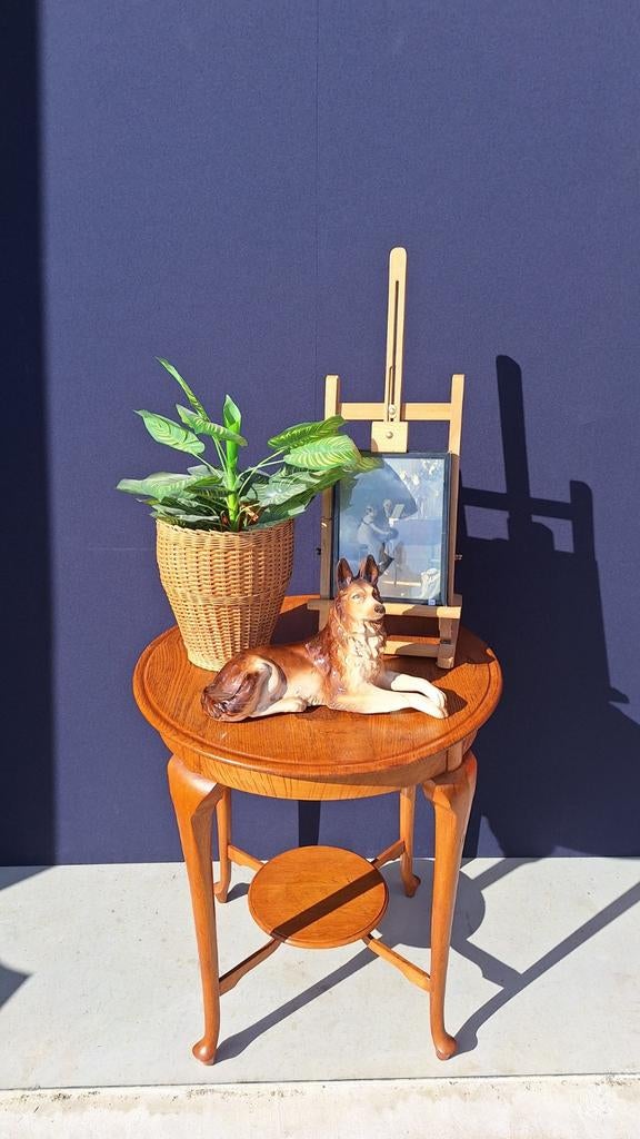 Antieke eiken ronde wijntafel, bijzettafel, sidetable, tafel, Ophalen