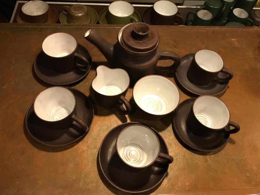 Vintage jaren 70 keramiek theeservies, Antiek en Kunst, Antiek | Keramiek en Aardewerk, Ophalen of Verzenden