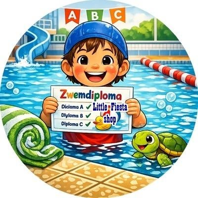 L1318 ouwel zwemdiploma jongen 20x4,7cm eetbare rondjes, Ophalen of Verzenden, Nieuw, Cupcakes, Versiering