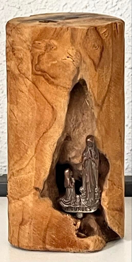 Handgemaakte Houten Grot met Lourdes Beeldje, Ophalen of Verzenden