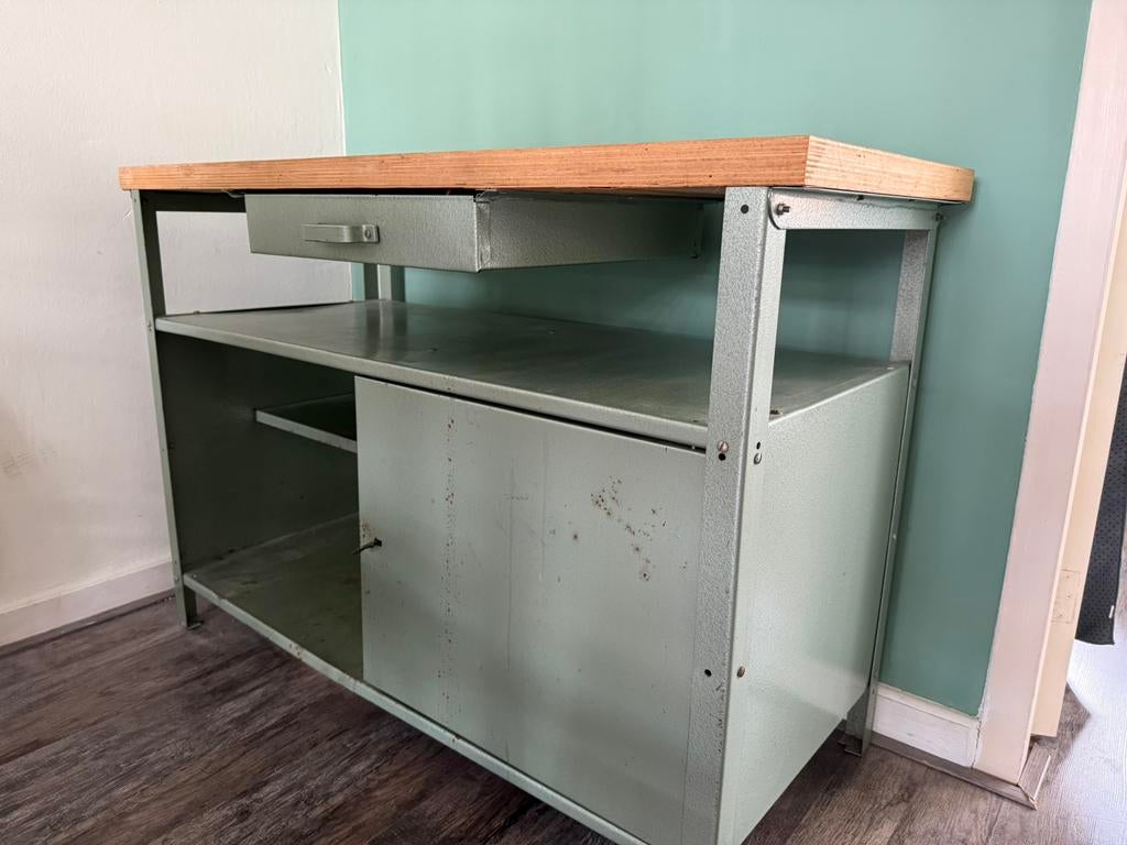 Vintage werkbank / industrieel kastje, Ophalen, Gebruikt, Metaal, Industrieel