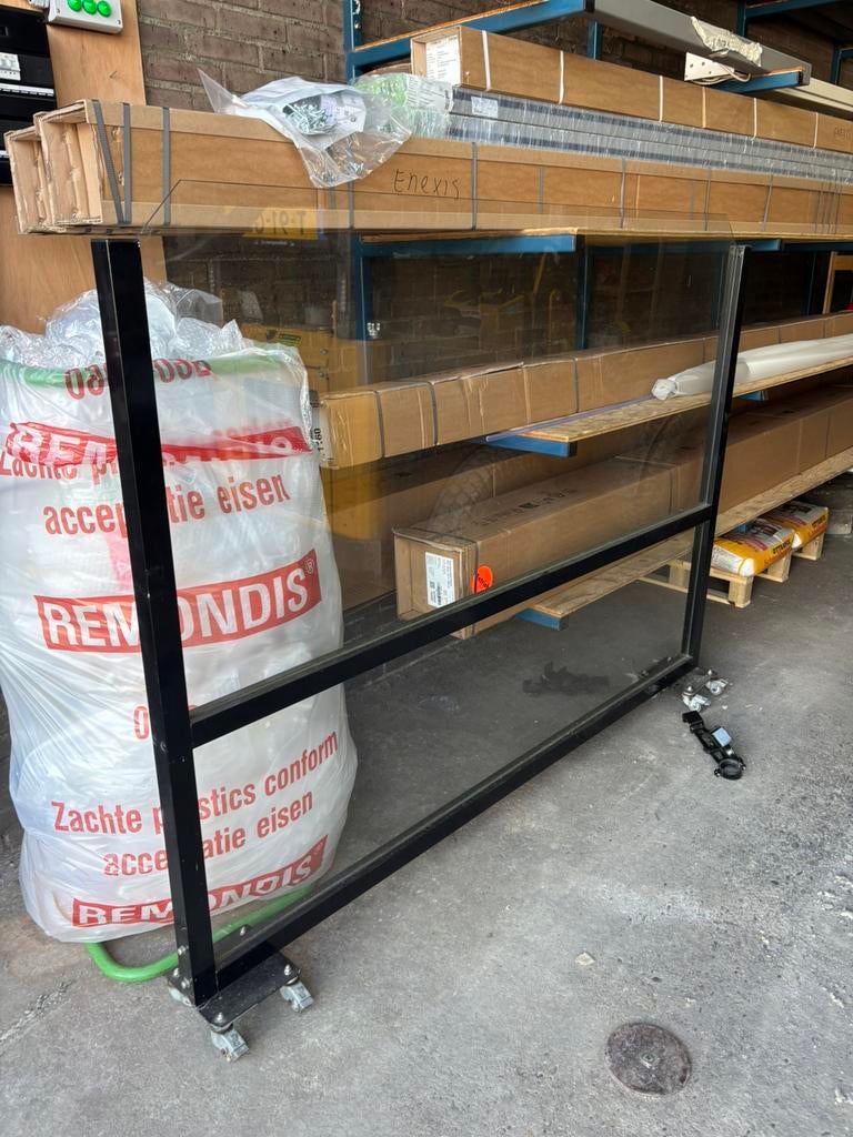 Glazen windscherm verrijdbaar, Tuin en Terras, Ophalen, Aluminium, 200 cm of meer, 150 tot 200 cm