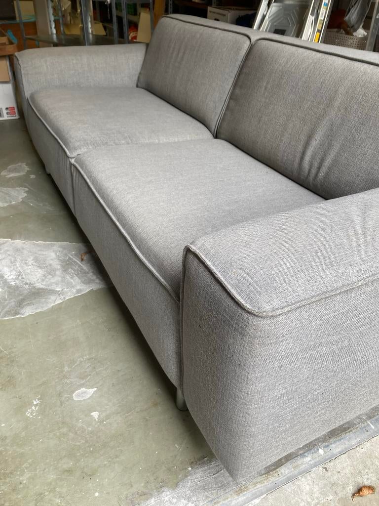 Grijze stoffen bank, Ophalen, Gebruikt, Driepersoons, 75 tot 100 cm
