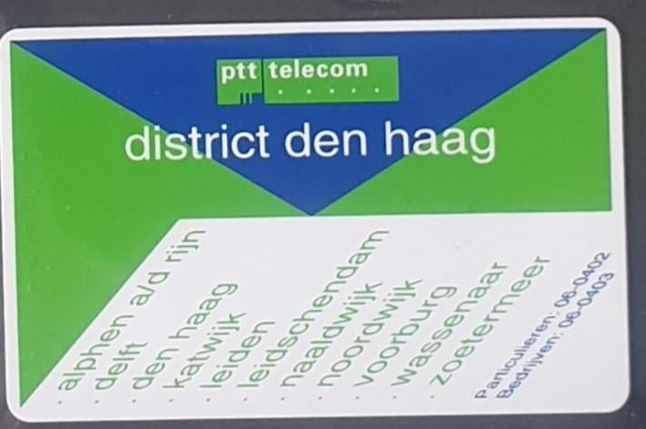 Telefoonkaart PTT District Den Haag ongebruikt, Ophalen of Verzenden