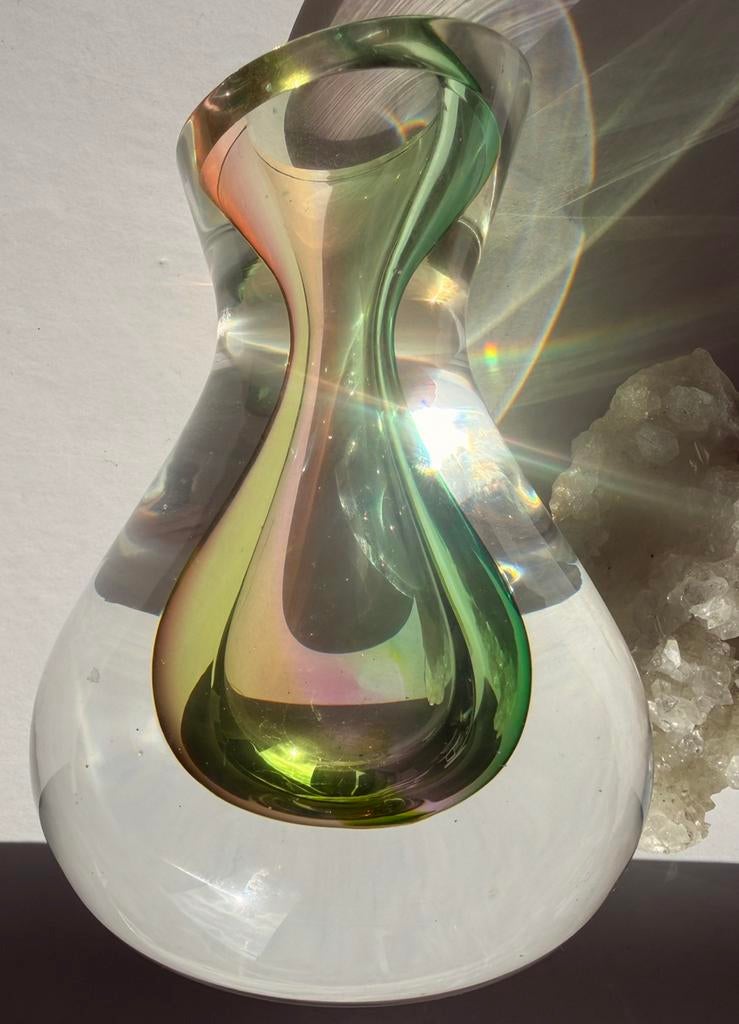 Leerdam s glas Siem van de Marel? 13/14 cm hoog 10 cm breed, Overige kleuren, Ophalen of Verzenden, Minder dan 50 cm, Glas