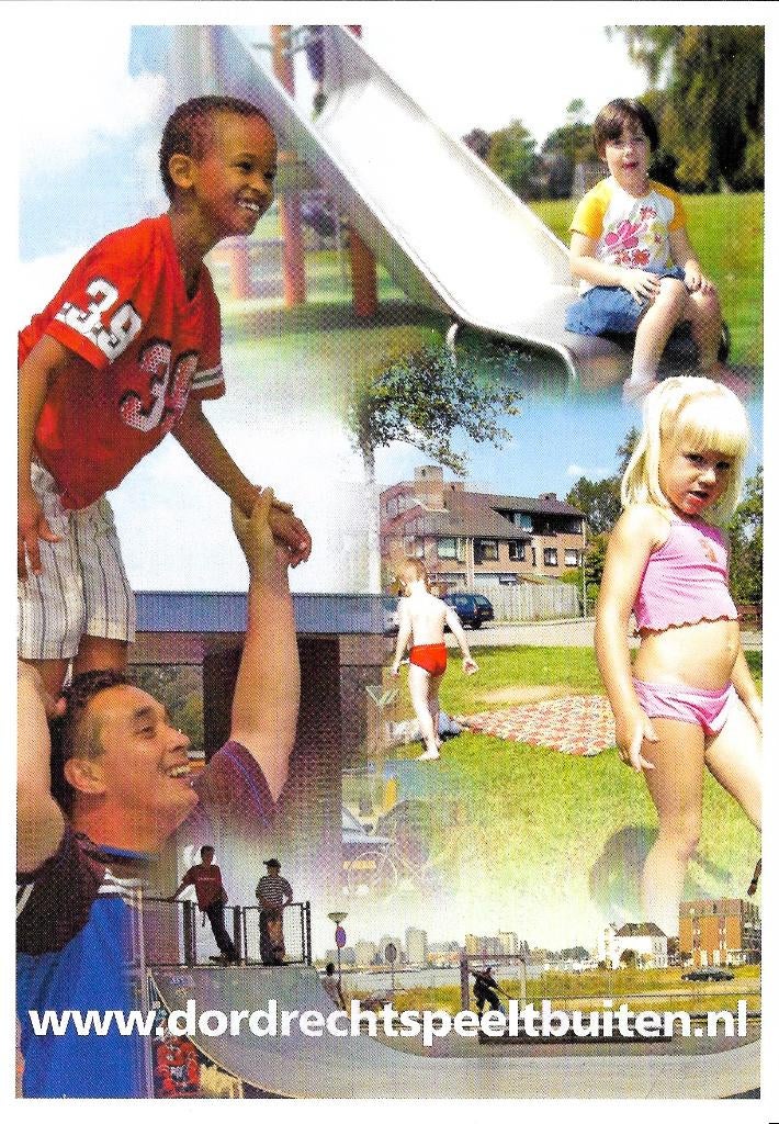 Ansichtkaart	Dordrecht	speelt buiten	4-luik, Verzenden, 1980 tot heden, Ongelopen, Zuid-Holland