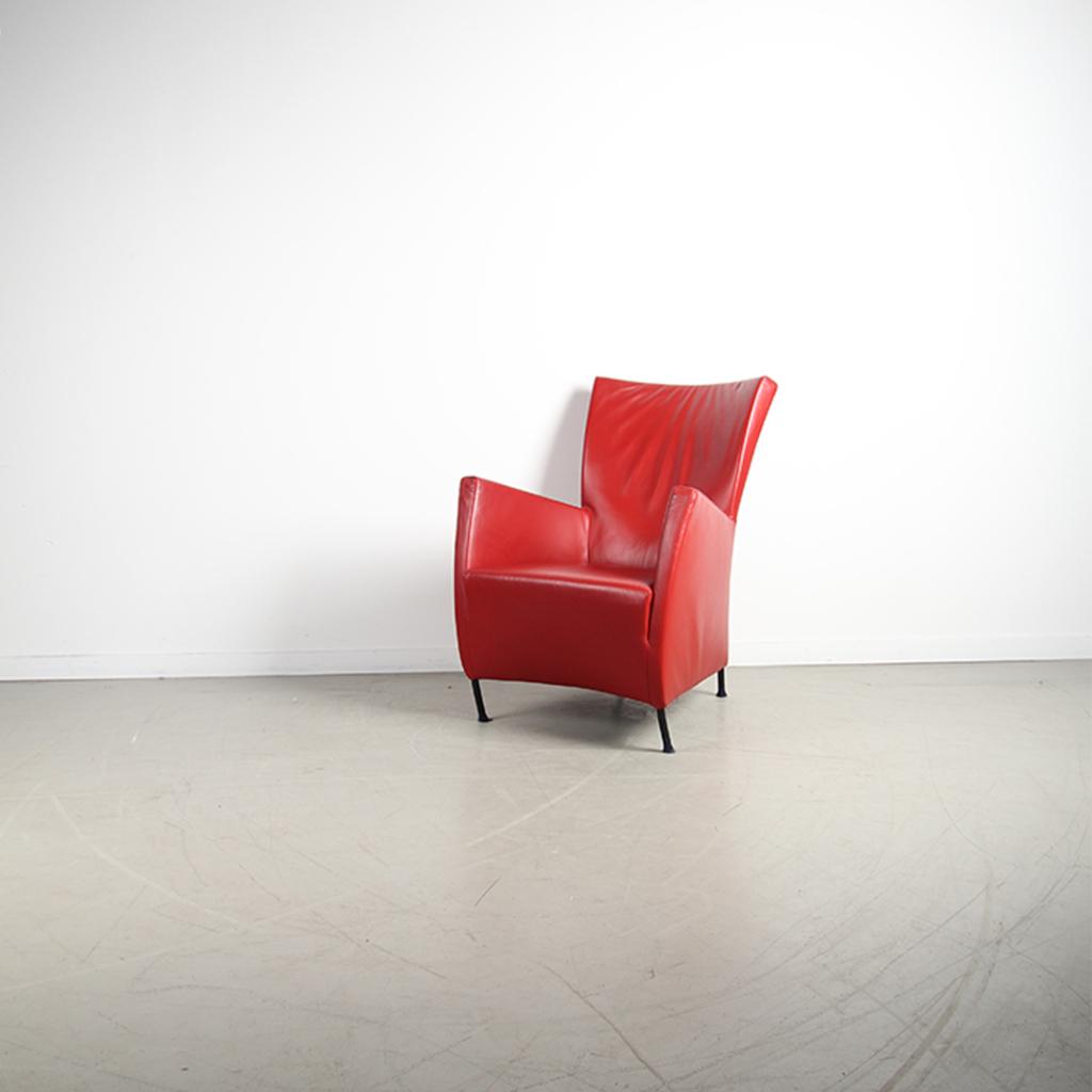 2x Montis Windy Rood leder + bijpassende hocker, Niet ingevuld, Niet ingevuld, Ophalen of Verzenden, Zo goed als nieuw