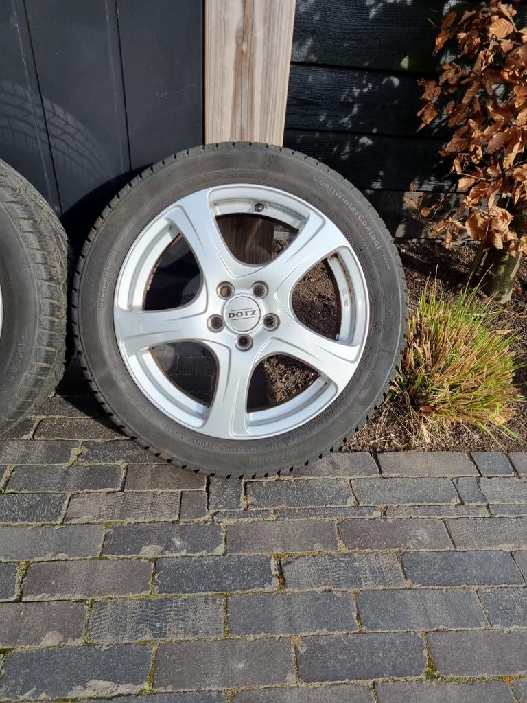 Dotz lichtmetalen velgen met Continental winterbanden, Auto-onderdelen, Banden en Velgen, Ophalen, Gebruikt, 16 inch, Banden en Velgen