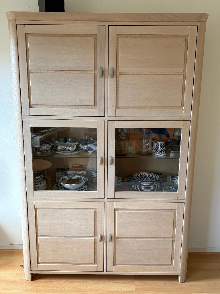 Kast Eiken whitewash Faro 6-deurs, z.g.a.n., Ophalen, Glas, Met deur(en), 150 tot 200 cm