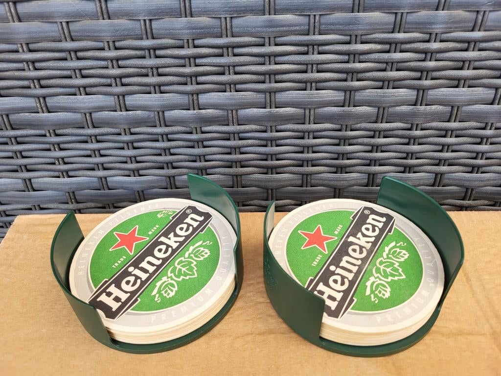 Heineken viltjes met houders - Set van 2, Ophalen of Verzenden, Gebruikt, Viltje(s), Heineken