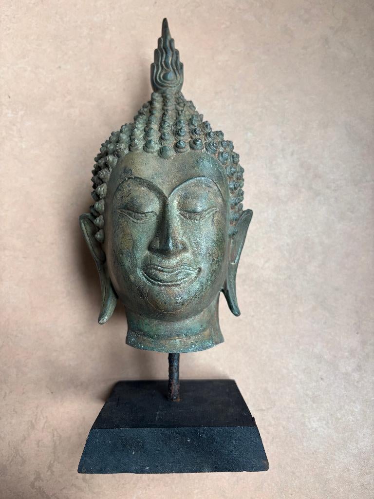 Fraai oud bronzen Boeddha beeld, 30 cm, Ophalen of Verzenden