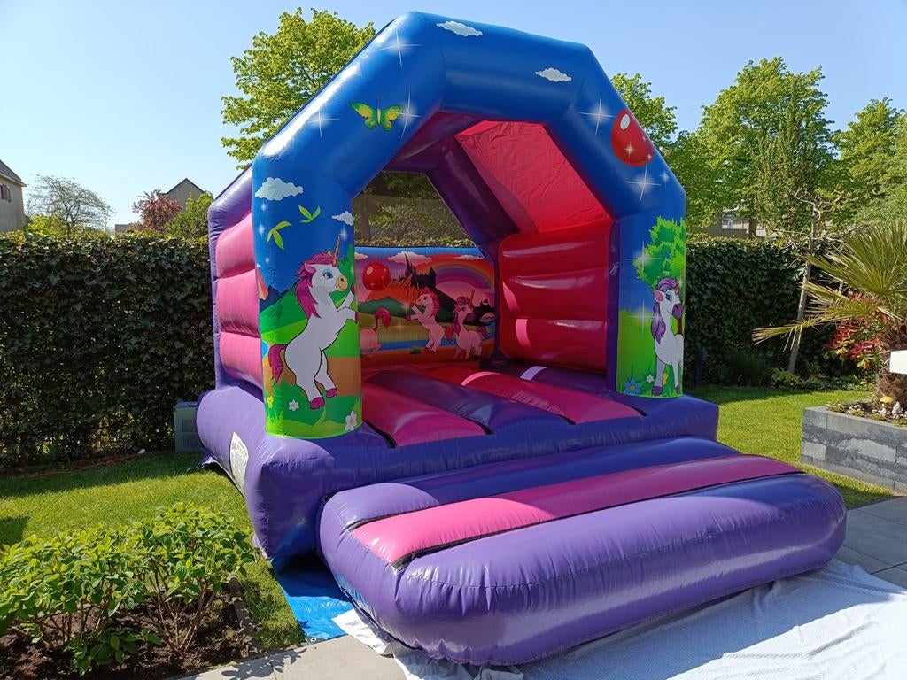 Unicorn springkussen (4 x 3) te huur., Ophalen, Zo goed als nieuw, Overige