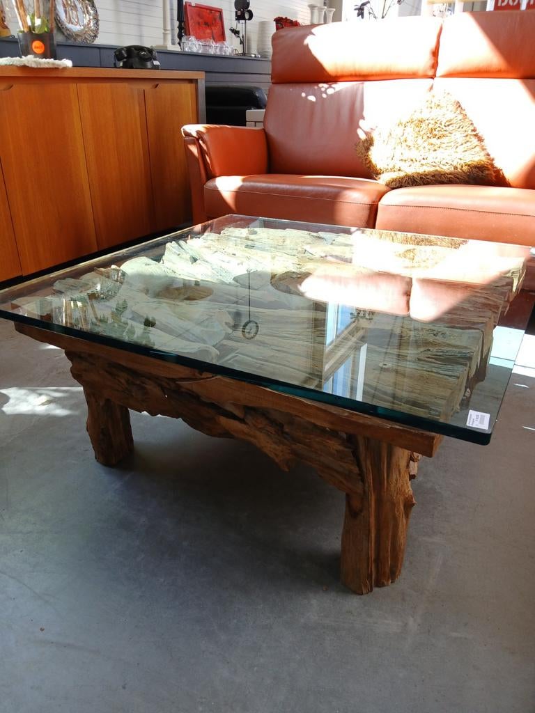 Unieke driftwood salontafel - Estafette Harlingen, Huis en Inrichting, Tafels | Salontafels, Ophalen, Gebruikt, 50 tot 100 cm