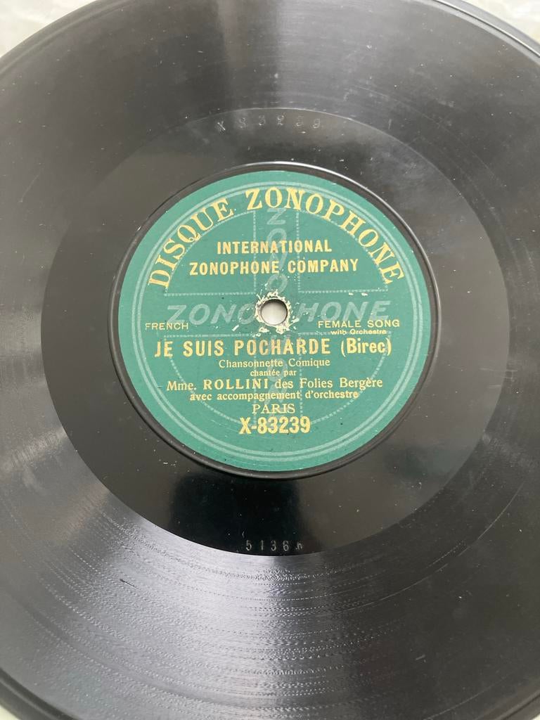 Zonophone 78 toeren plaat - Je Suis Pocharde (Birec), Cd's en Dvd's, Vinyl | Overige Vinyl, Ophalen of Verzenden, Gebruikt, 10 inch