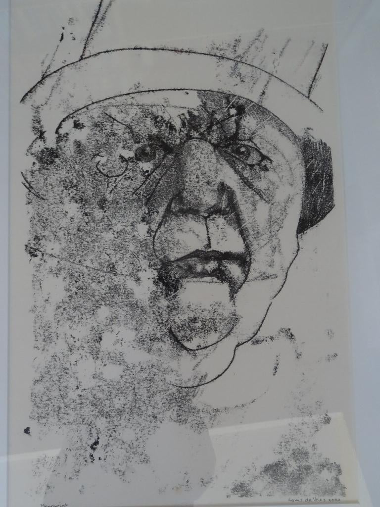 serie mannen portretten, monoprint, Louis de Vries, 2000, 2000 tot heden, Verzenden, Overige technieken, Portret