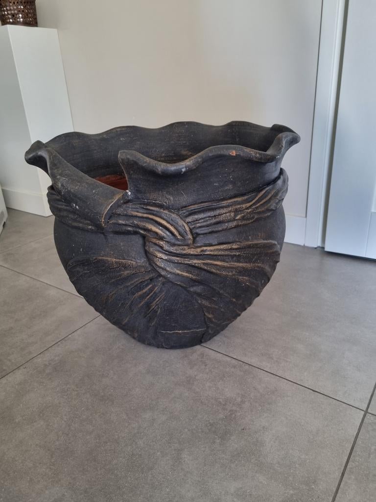 Grote bloempot, Ophalen of Verzenden, Rond, Riet