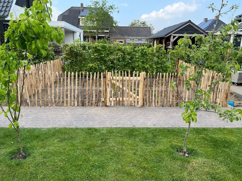 frans kastanje hekwerk kastanje palen en looppoorten/tuinhek, Tuin en Terras, Tuinhekken en Hekwerk, Ophalen, Met poort, Nieuw