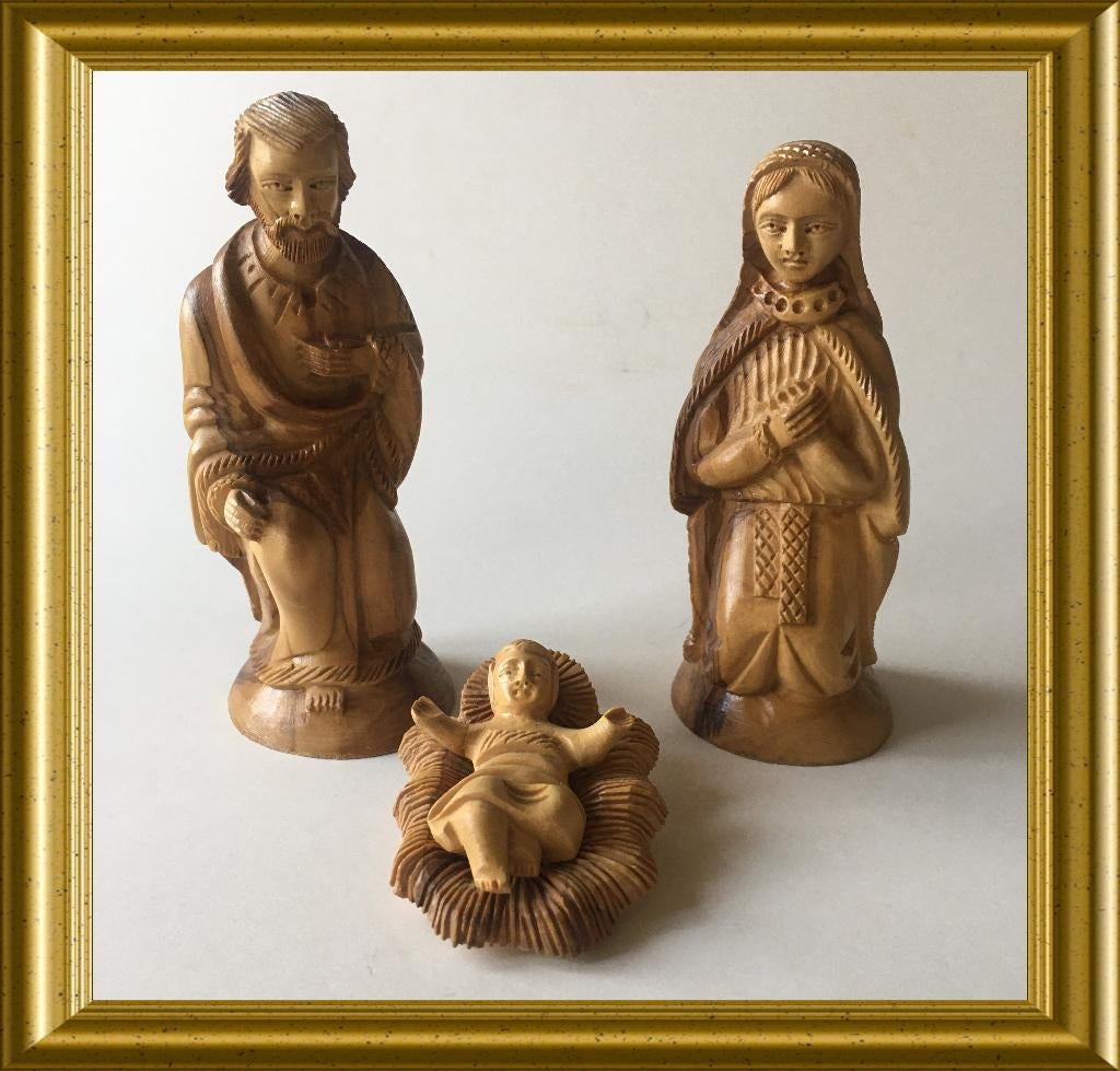 Houten kerstgroep, houtsnijwerk, Maria, Jozef, Jezus, kribbe, Ophalen of Verzenden