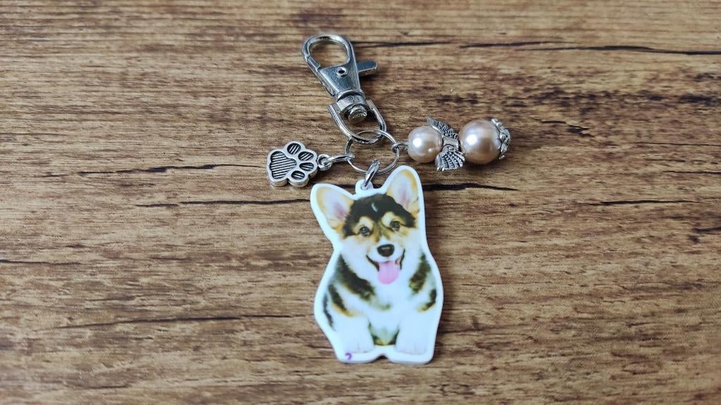 Tashanger Sleutelhanger Corgi pup met beschermengeltje, Verzenden, Nieuw
