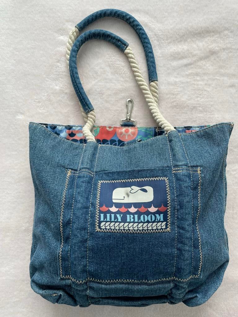Lily Bloom Omkeerbare Jeans Print Tas Als nieuw, Ophalen of Verzenden, Zo goed als nieuw, Blauw, Schoudertasje