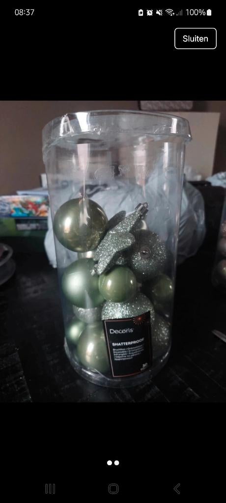 Kerstballen groen decoris, Diversen, Ophalen of Verzenden, Zo goed als nieuw