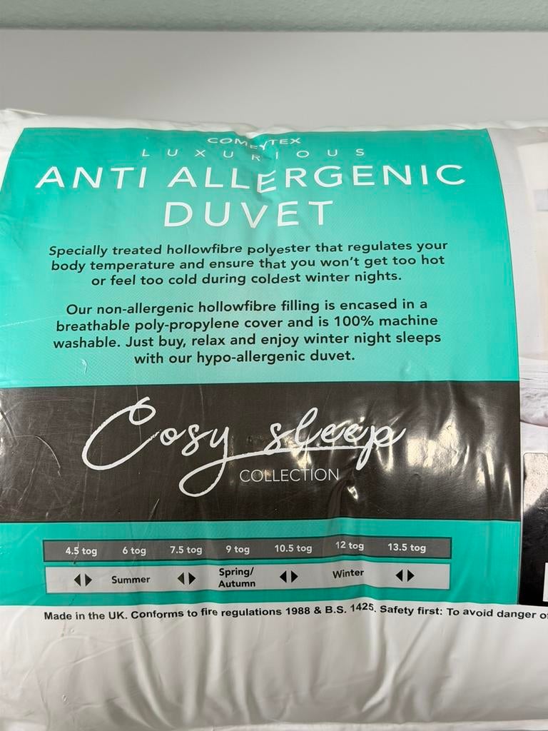 King Size Dekbed 230x225cm 4.5Tog Anti Allergisch Allergie, Wit, Ophalen of Verzenden, Deken of Dekbed, H