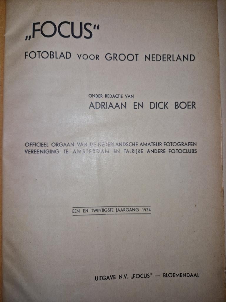 Oude Focus Fotoblad 1930, Boeken, Ophalen of Verzenden, Gelezen, Fotografie algemeen, Adriaan en Dick Boer