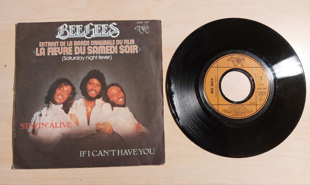 Vinyl 7" inch ep singel, Bee Gees, saterday night fever., Ophalen of Verzenden, Gebruikt, Overige formaten, Levenslied of Smartlap