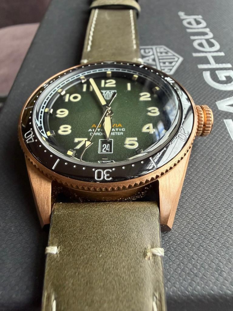Tag Heuer Autavia bronzo (2020) full set, Overige materialen, Leer, Polshorloge, Nieuw