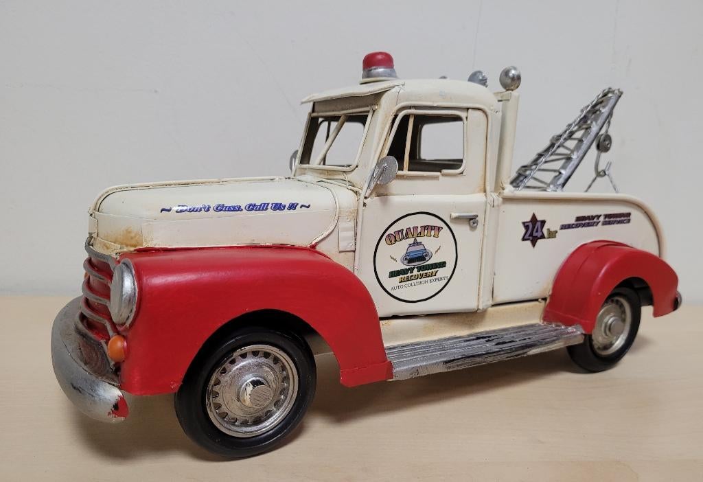 Sleepauto tackelwagen rood wit miniatuur auto van metaal, Ophalen of Verzenden, Nieuw, Overige typen