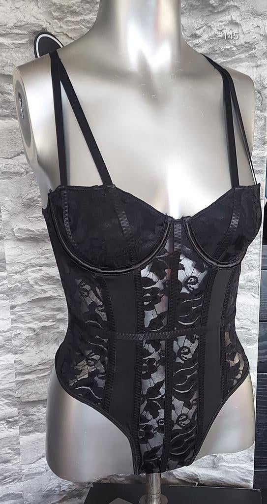 Sexy zwarte stringbody S, Kleding | Dames, Ondergoed en Lingerie, Ophalen of Verzenden, Zwart, Body of Korset