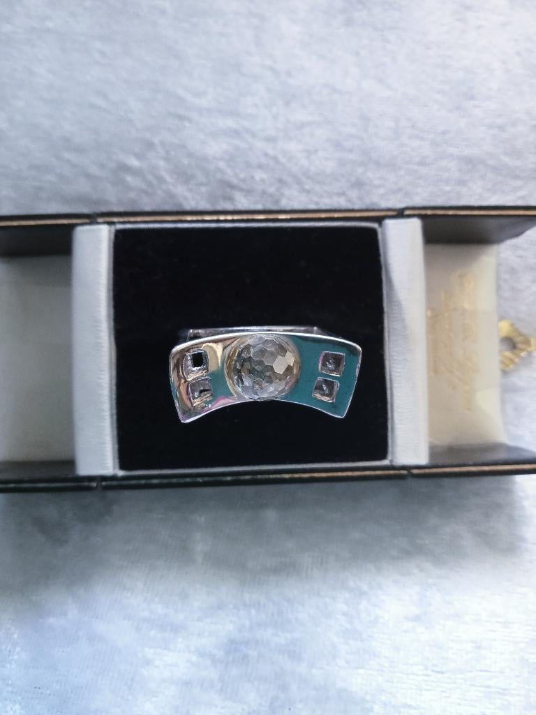 Mooie Aparte Handgemaakte Zilveren Ring met Bergkristal, Sieraden, Tassen en Uiterlijk, Antieke sieraden, Ophalen of Verzenden