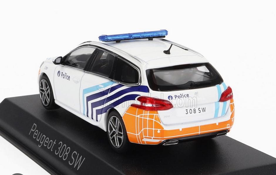 Peugeot 308 SW 2018 Politie Belgie 1:43 NOREV ref. 473945, Hobby en Vrije tijd, Modelauto's | 1:43, Verzenden, Nieuw, Auto, Norev