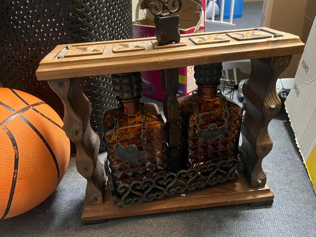 Antieke drankfleshouder bar butler, Ophalen of Verzenden, Zo goed als nieuw