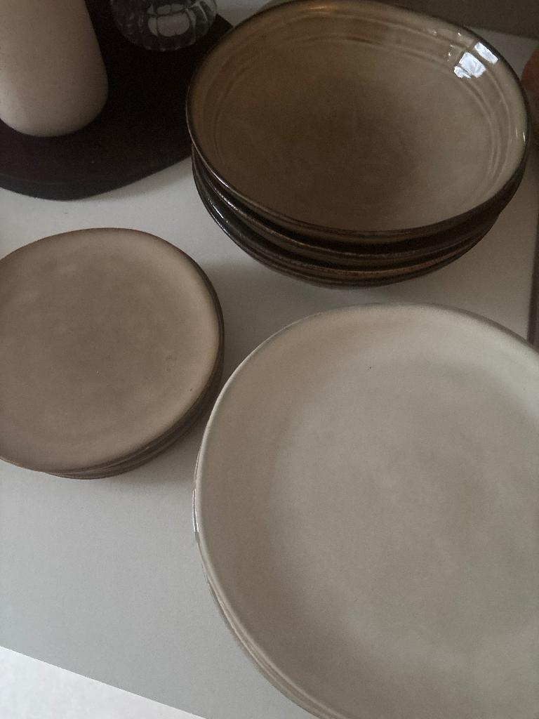 Casa servies Earth beige en bruin, Ophalen, Keramiek, Zo goed als nieuw, Effen