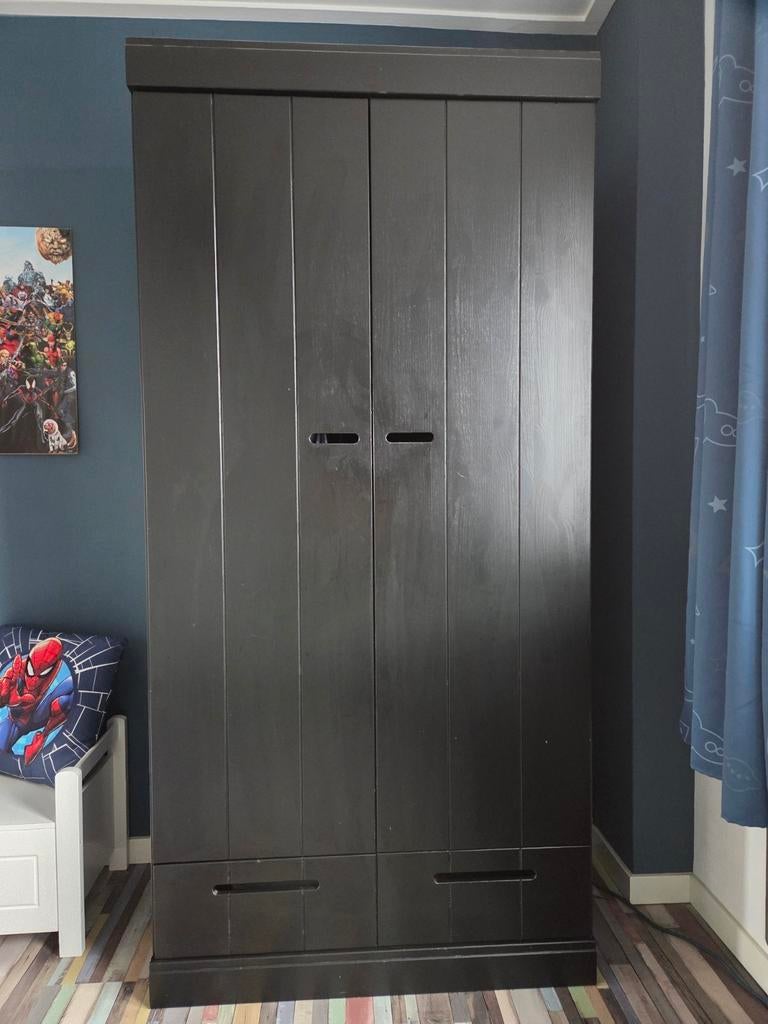 WOOOD Connect Zwarte Kledingkast met 2 Deuren en Lade, Huis en Inrichting, Nieuw, 50 tot 100 cm, Modern, 50 tot 75 cm