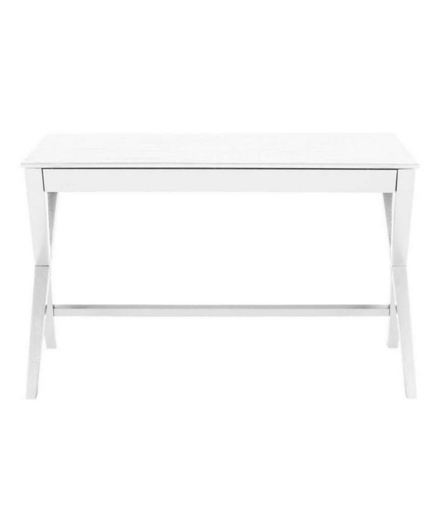 Wit bureau met travertin bladen, Ophalen, Zo goed als nieuw