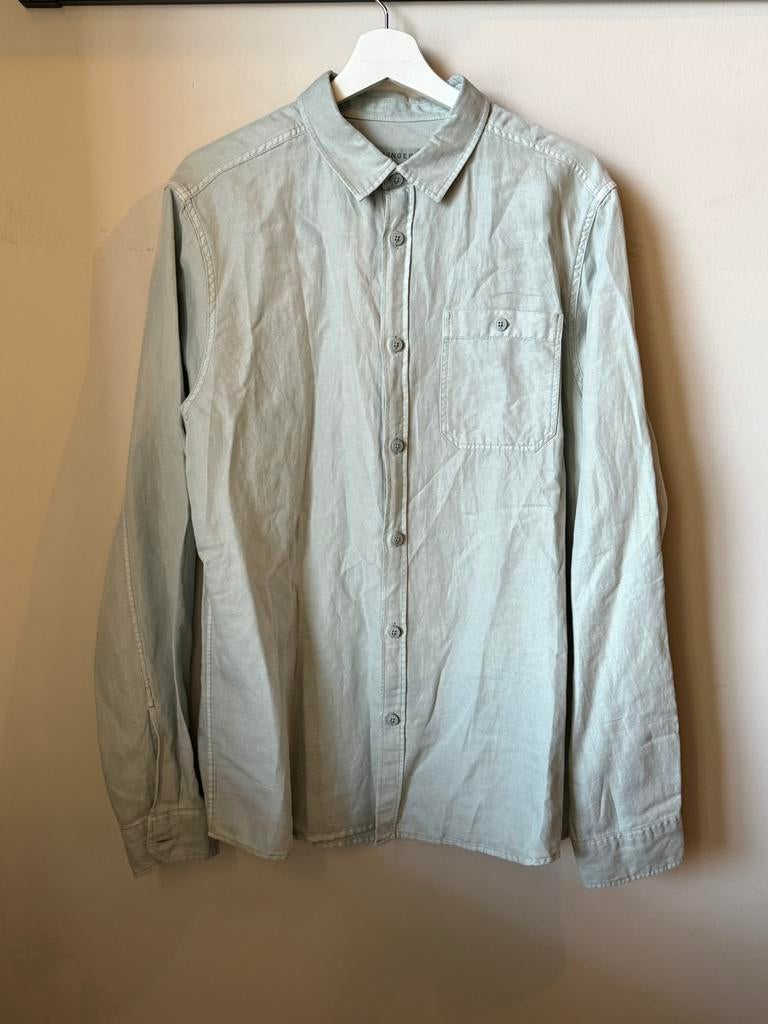 Heren overhemd lange mouwen lichtgroen XL Hallinger, Kleding | Heren, Ophalen of Verzenden, Zo goed als nieuw, Groen, Halswijdte 43/44 (XL)