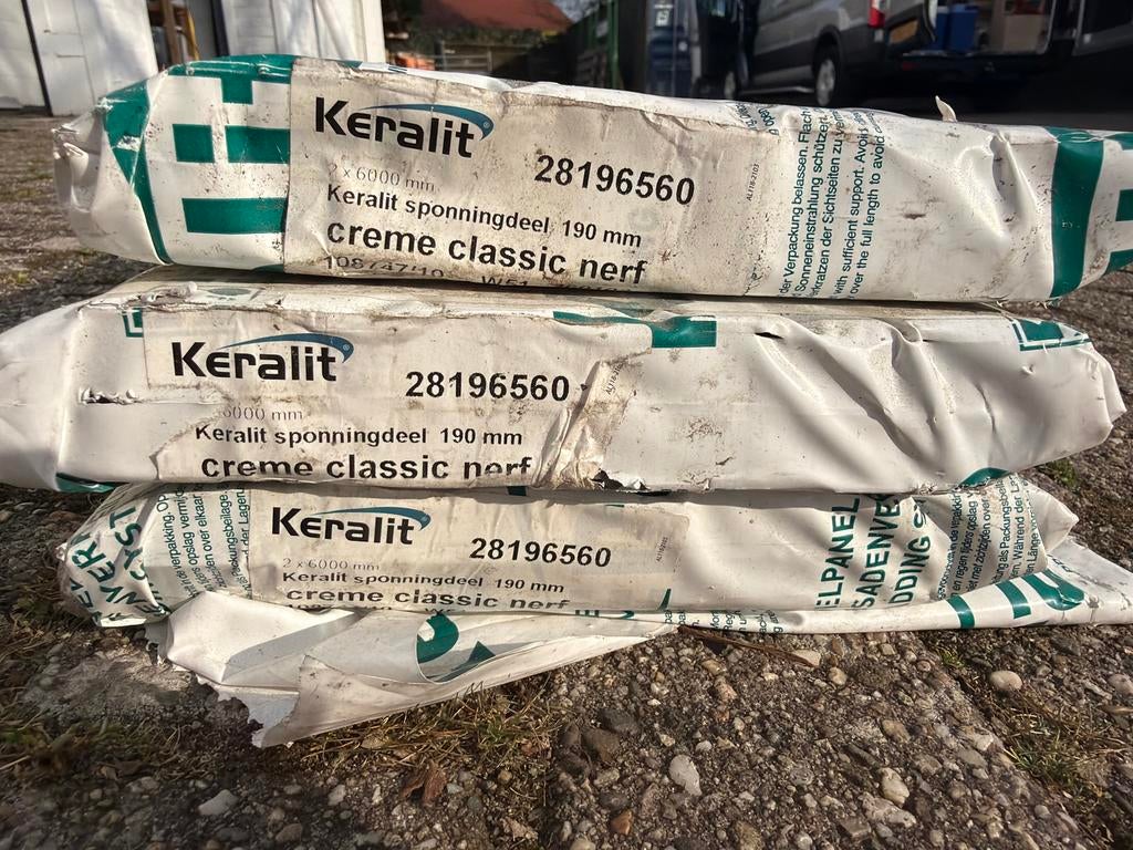 Keralit sponningdeel 190 mm creme classic nerf, Minder dan 25 mm, Nieuw, Ophalen of Verzenden, Plank