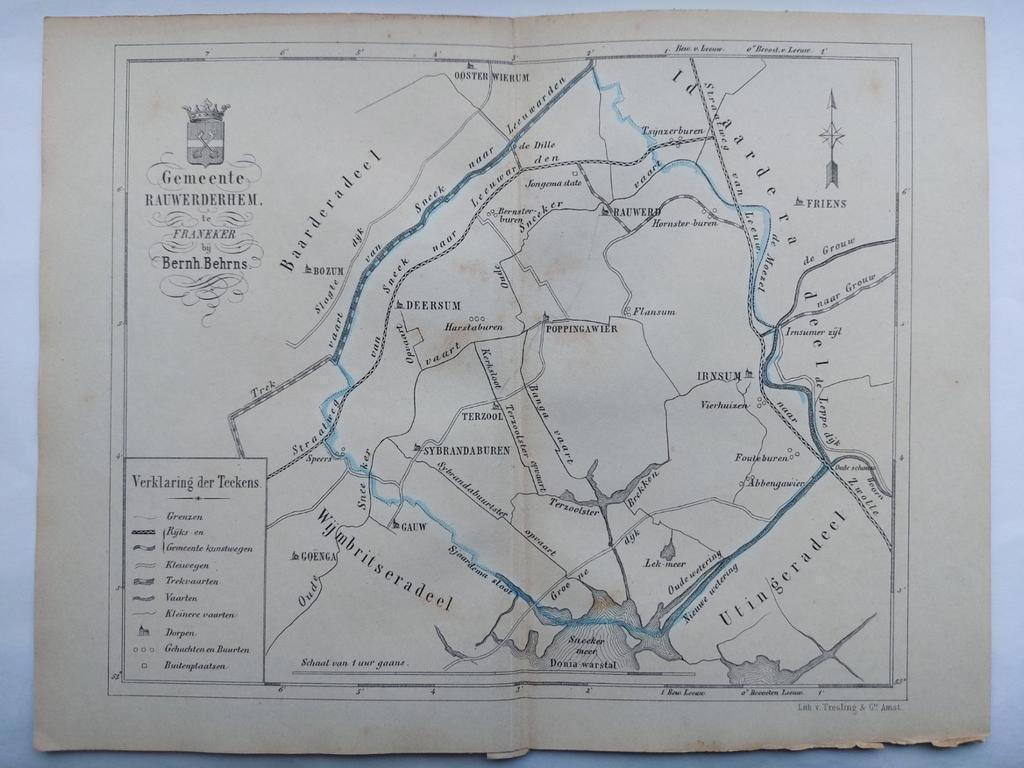27 / Rauwerderhem Friesland  Zeldzame litho uit 1861, Ophalen of Verzenden
