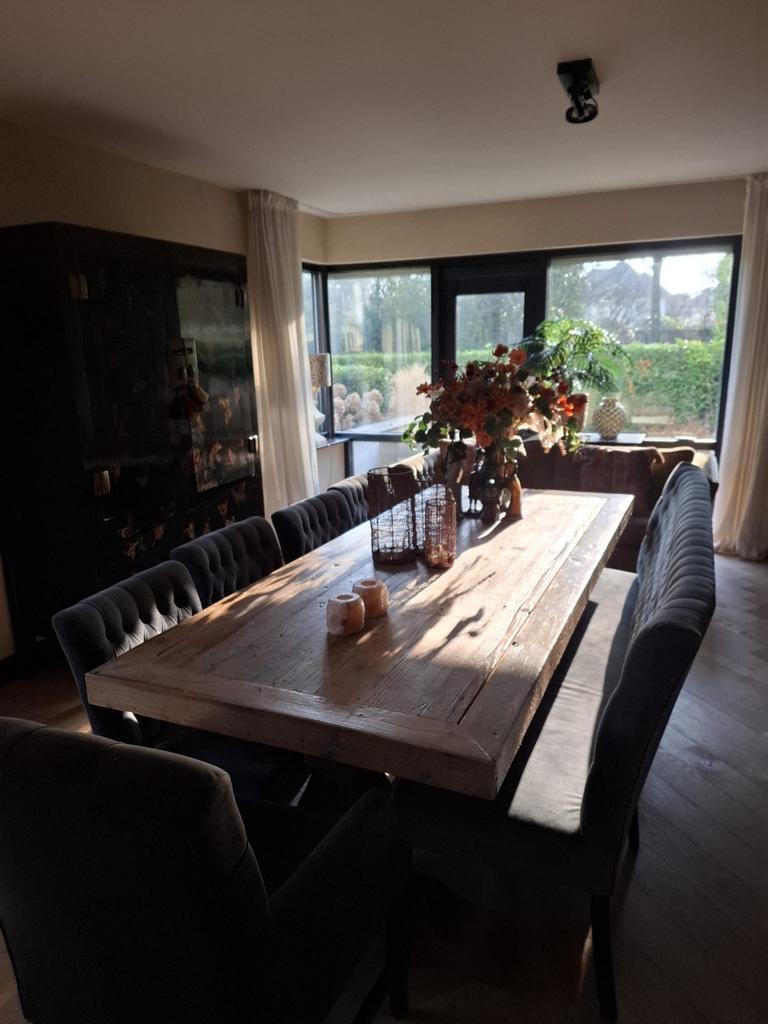 Robuuste Kloostertafel 240x100 cm - Massief Hout, Gebruikt, 100 tot 150 cm, 200 cm of meer, Ophalen of Verzenden