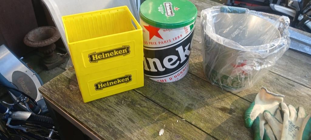 Heineken verzameling: krat, blik en ijsemmer, Verzamelen, Ophalen, Gebruikt