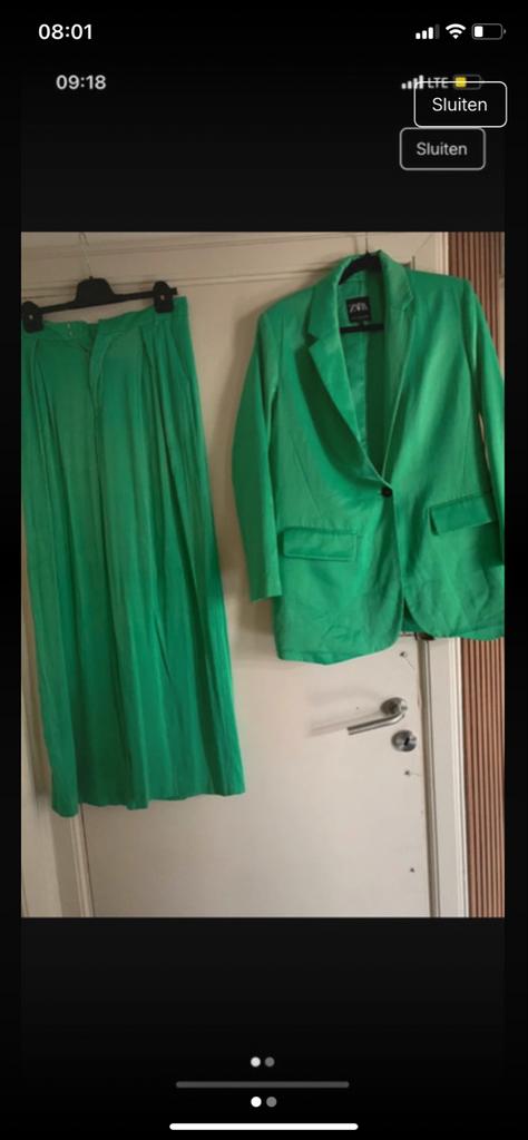 Zara Dames Broek Set Groen - Maat XS (valt als S), Kleding | Dames, Broeken en Pantalons, Zo goed als nieuw, Maat 36 (S), Groen