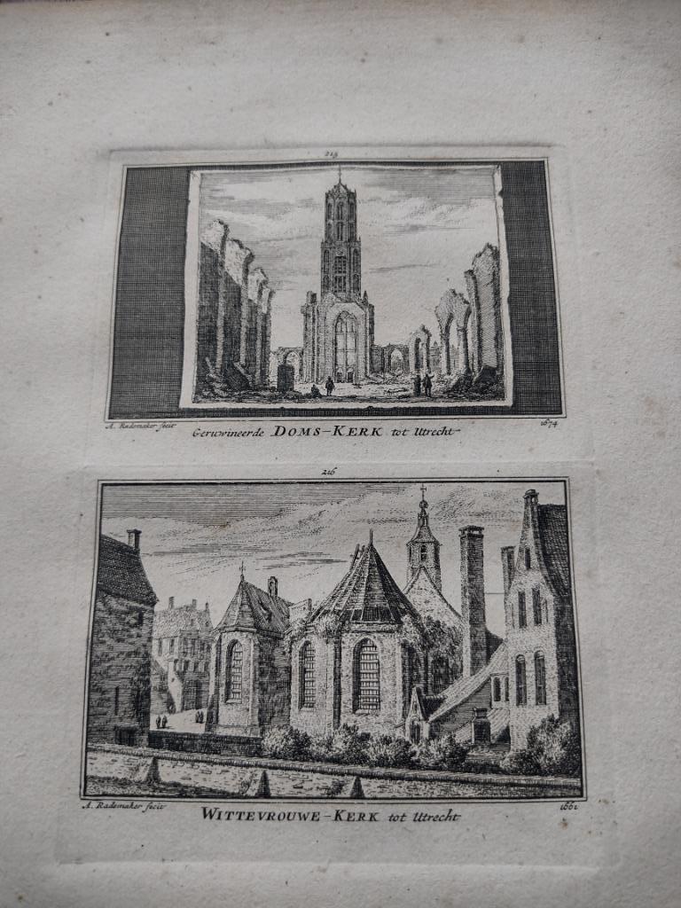 215/216 Utrecht de Dom en Wittenvrouwen Kerk Gravure dl 3, Antiek en Kunst, Ophalen of Verzenden