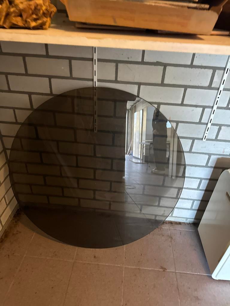 Rond glazen tafelblad, rookglas, Huis en Inrichting, Tafelonderdelen, Ophalen, Gebruikt, 50 tot 100 cm, Rond