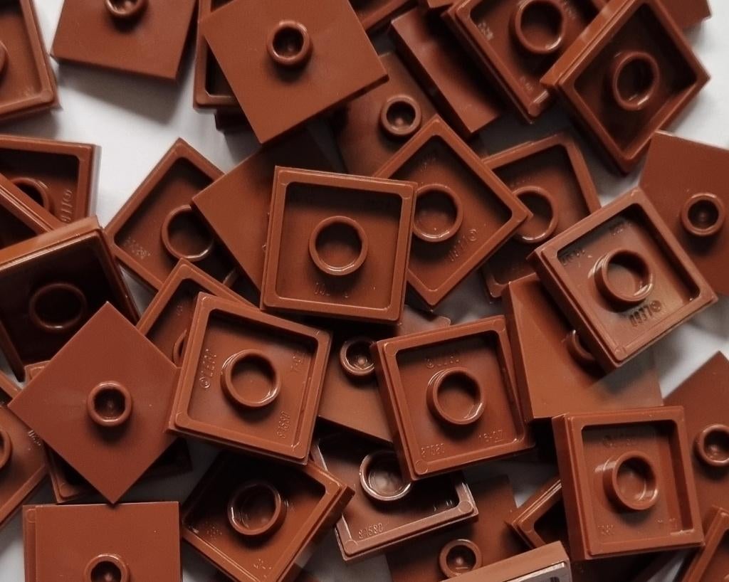 Lego 2x2 tile (jumper), Reddish brown (per 50), Ophalen of Verzenden, Nieuw, Losse stenen, Lego