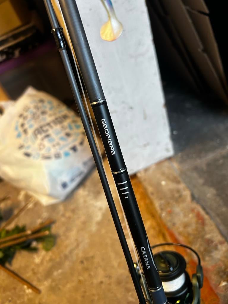 Shimano Catana GEO FIBRE spinhengel met Kylin 4000 molen, Watersport en Boten, Hengelsport | Algemeen, Gebruikt, Werphengel, Ophalen of Verzenden