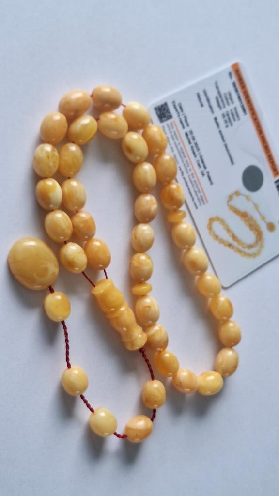 Baltische Amber Barnsteen Tesbih Ketting 33 Kralen, Ophalen of Verzenden, Met edelsteen