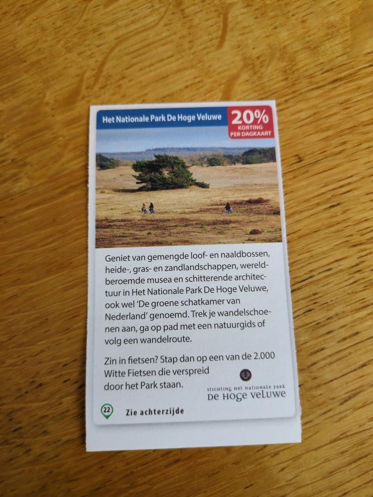 Kortingsbon voor de Park De  Hoge Veluwe, Tickets en Kaartjes, Drie personen of meer