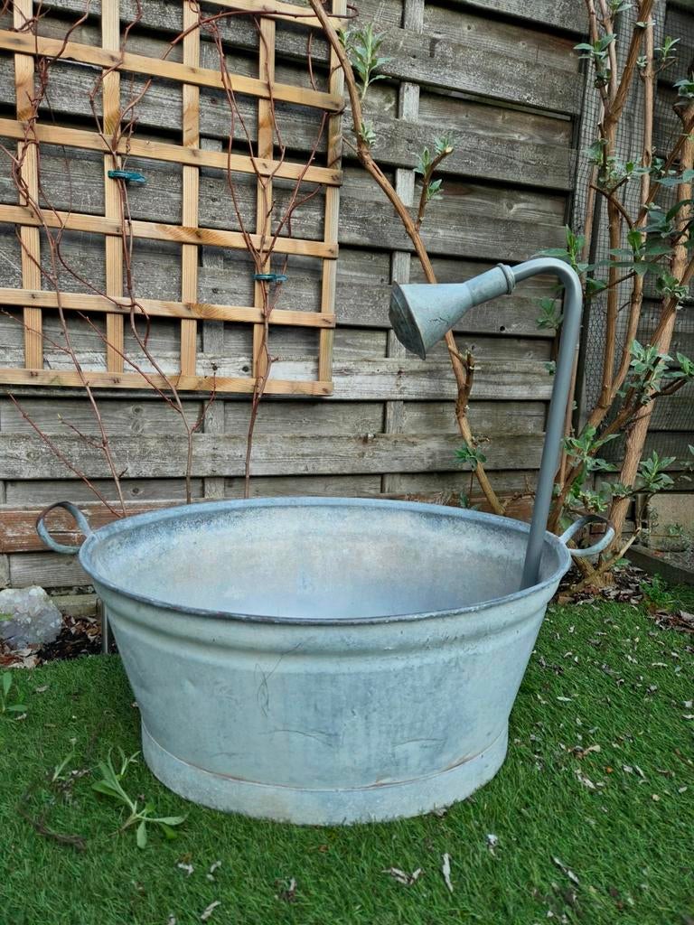 Zinken badje/teil met douchekop!, Ophalen of Verzenden